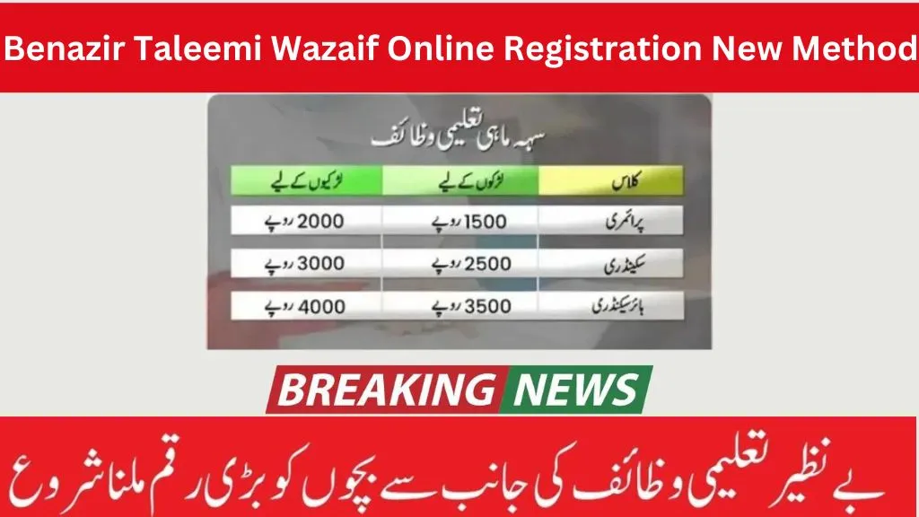 Benazir Taleemi Wazaif Online Registration New Method